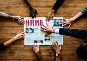 People reaching for a job offer