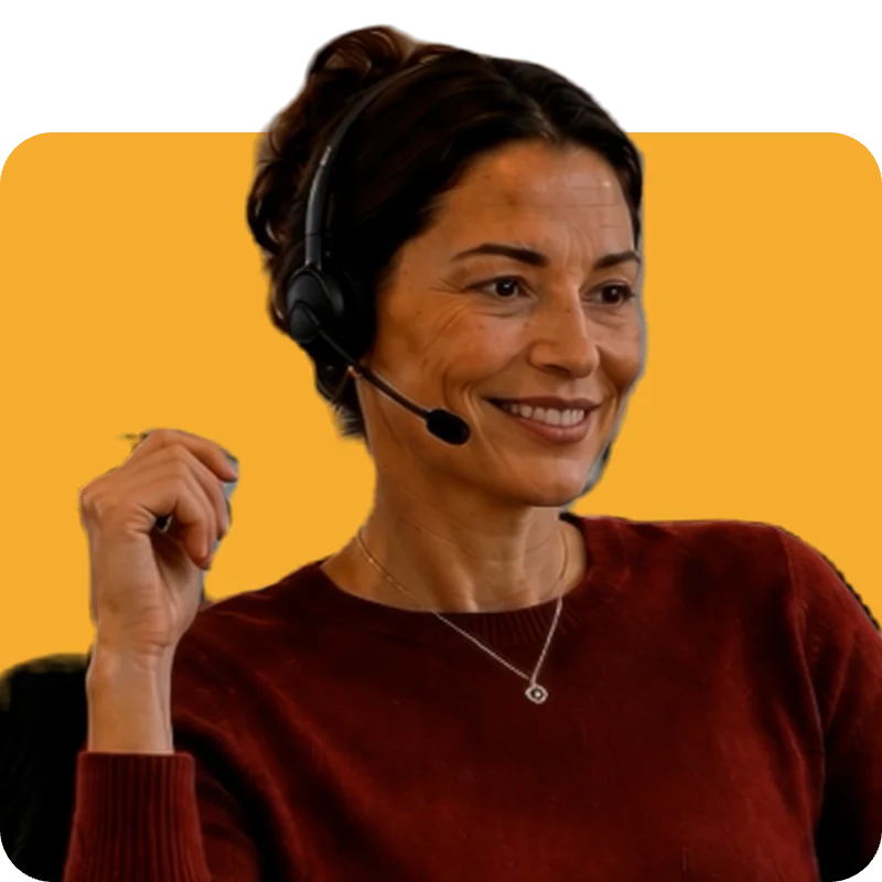 Smiling recruiter wearing a headset