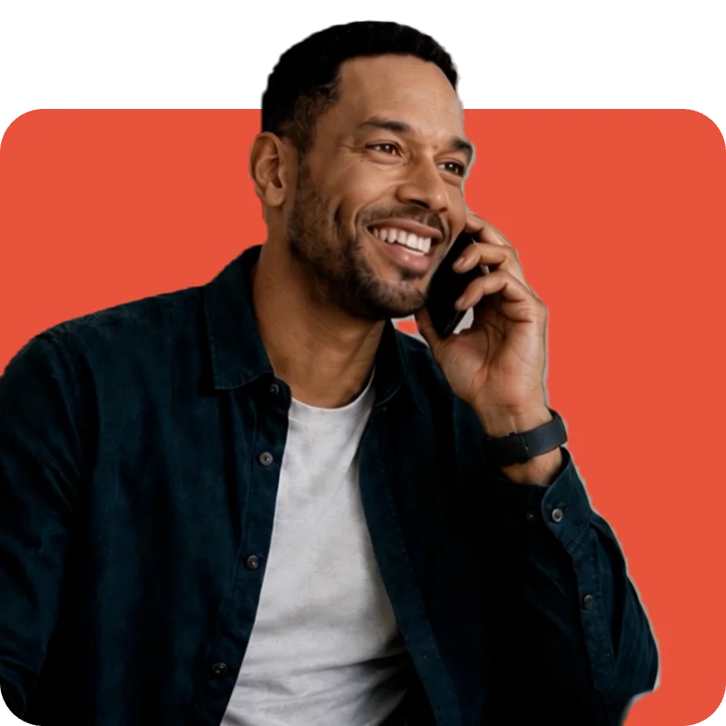 Smiling recruiter taking a phone call