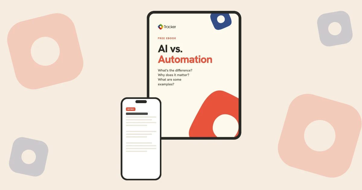 AI vs. Automation eBook cover shown on a tablet and phone